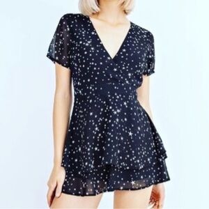Le Lis Black and White Speckled Wrap Romper